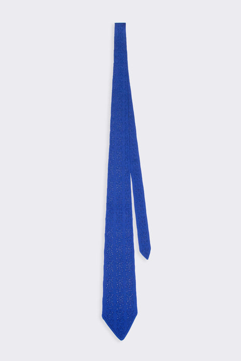 Eco-Tessellation Metal Gate Pattern Knitted Lace Tie