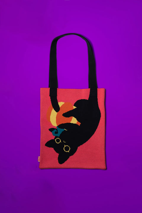Pumpkin Cat Hug Vertical Tote Bag