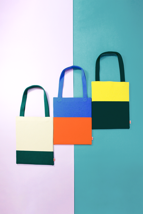 Colour Block Vertical Tote Bag