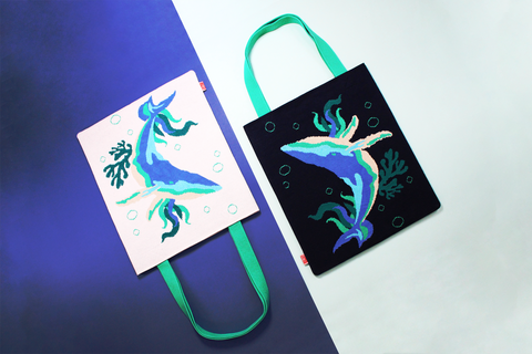 Under Water Whale Vertical Tote Bag