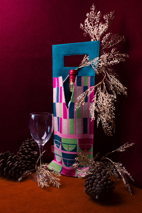 Kaleidoscope Bash Single Wine Tote (Monster building: MODERN)